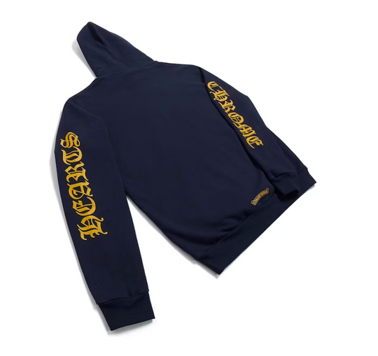 Chrome Hearts Navy Pullover Yellow Verticle Logo