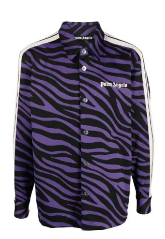 Palm Angels Zebra Print Windbreaker Jacket Purple In Black