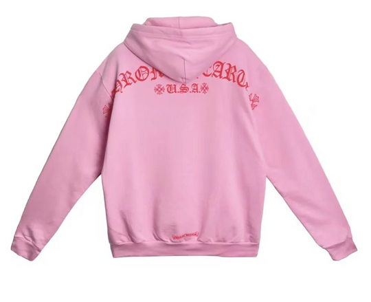 Chrome Hearts Exclusive USA Back Pink "T" Logo Hoodie